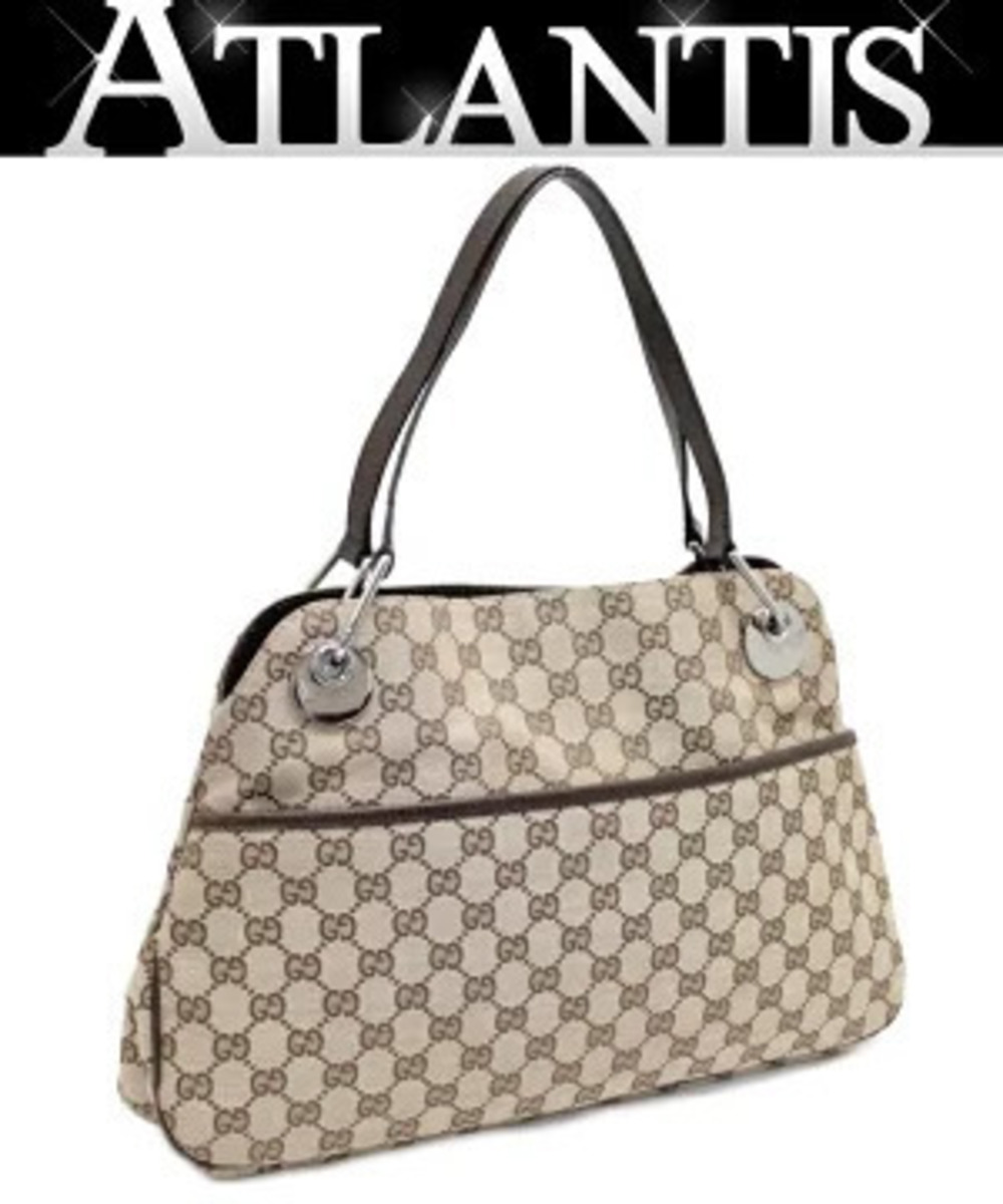 Gucci GG Canvas Eclipse Shoulder Bag beige brown GG monogram